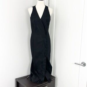 Vintage Marie St. Claire Size 6 Linen V-Neck Wrap Maxi Sleeveless Dress